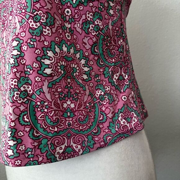 Lands End Tankini Pink Green Halter Top SZ 6 - Picture 6 of 10